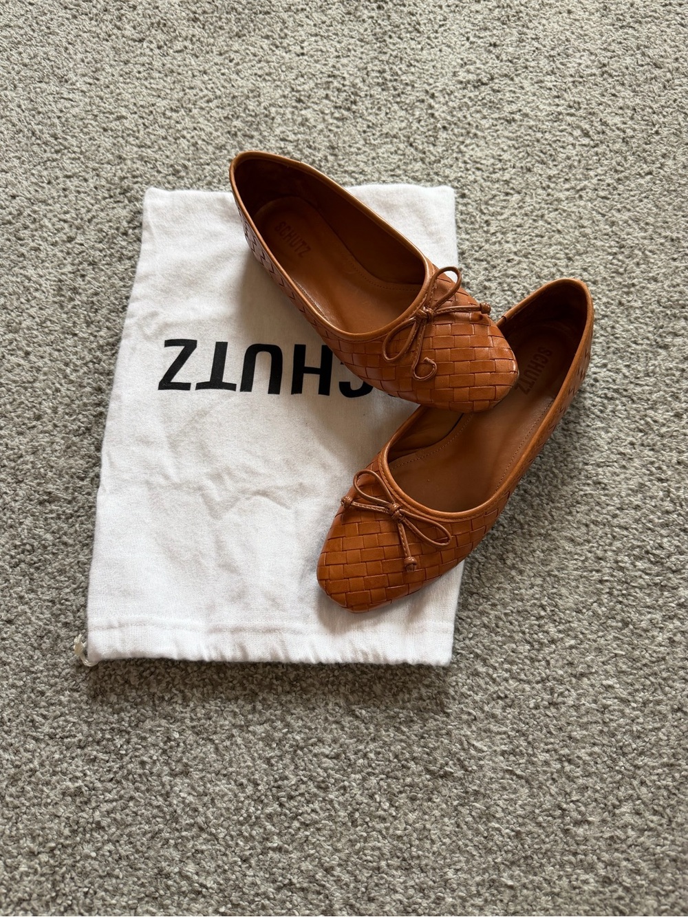 Schutz Brown Woven Leather Ballet Flats - Women's